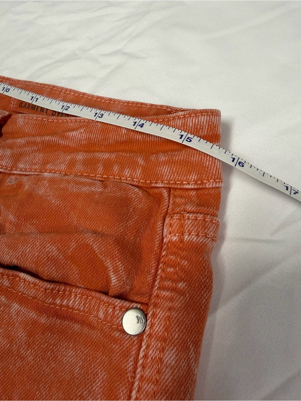 Judy Blue Orange Acid-Wash Frayed Hem Denim Shorts - Picture 11 of 14